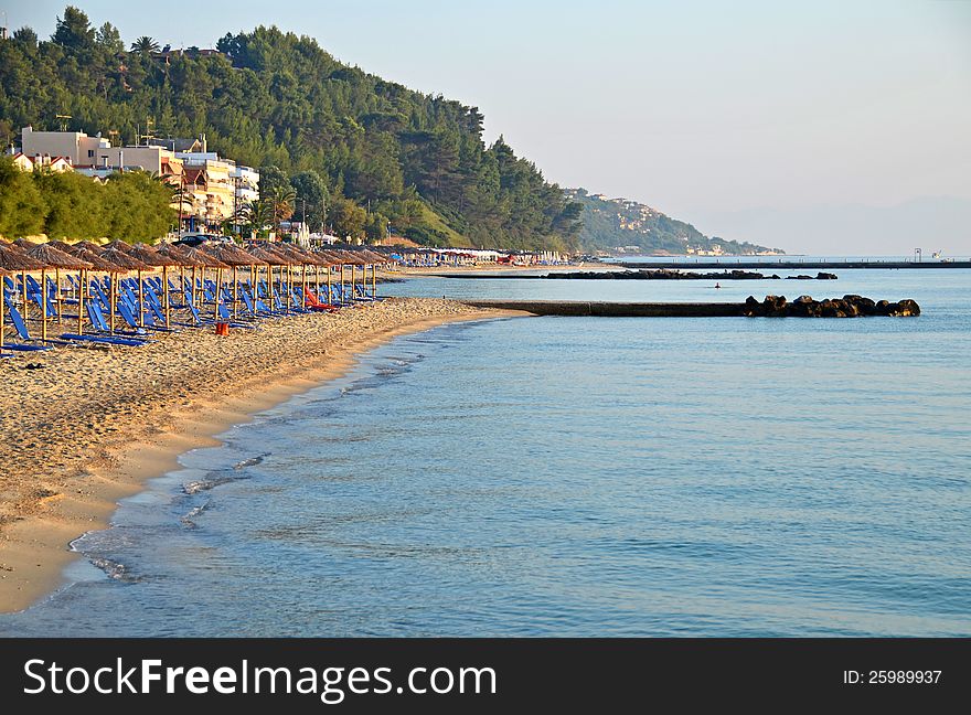 Amon Zeus hotel on the beach in Kalitheea resort in Kassandra, Greece. Amon Zeus hotel on the beach in Kalitheea resort in Kassandra, Greece