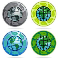 Set Of Earth Labels, Stickers, Badges And Logos Stock Photos