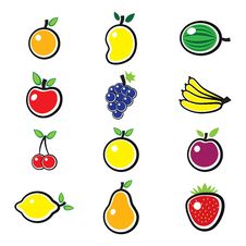 Colorful Organic & Fresh Summer Fruit Illustration Royalty Free Stock Images Colorful Organic & Fresh Summer Fruit Illustration Royalty Free Stock Images