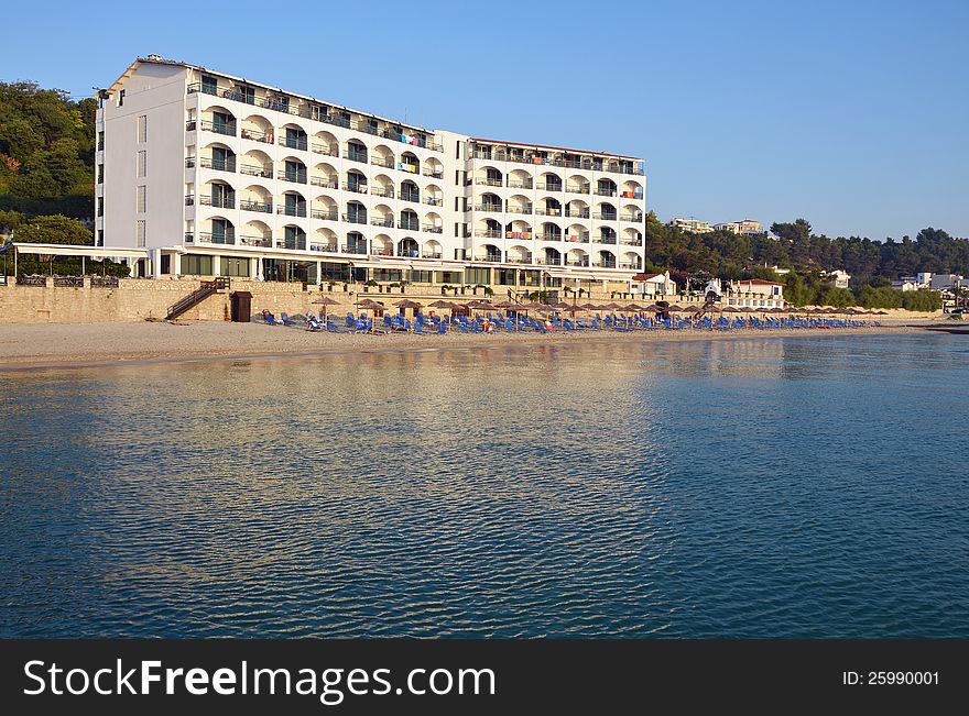 Amon Zeus hotel on the beach in Kalitheea resort in Kassandra, Greece