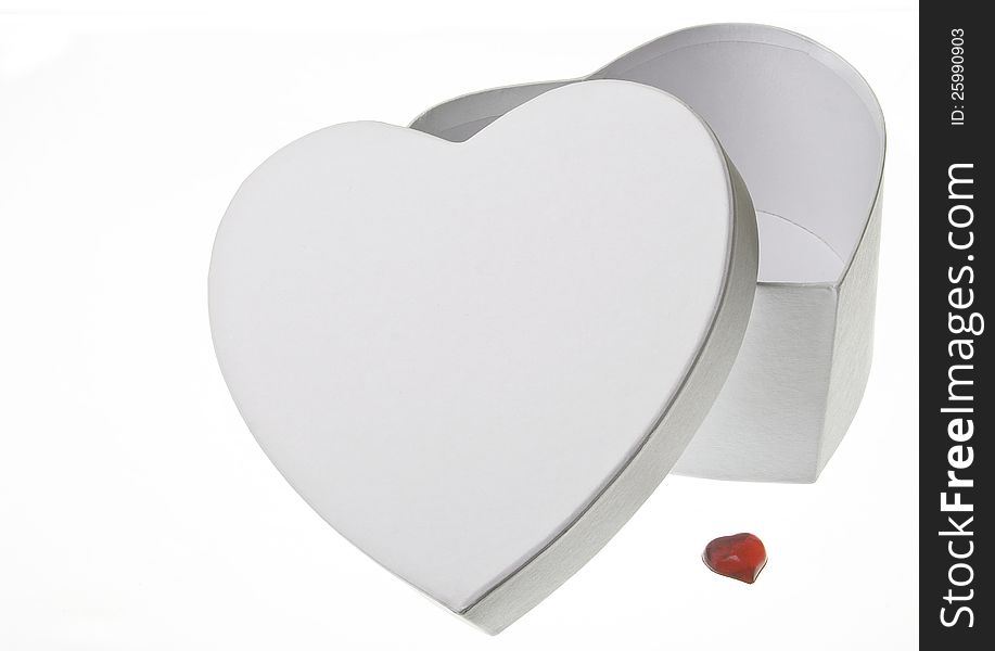 White heart box, with a small red heart