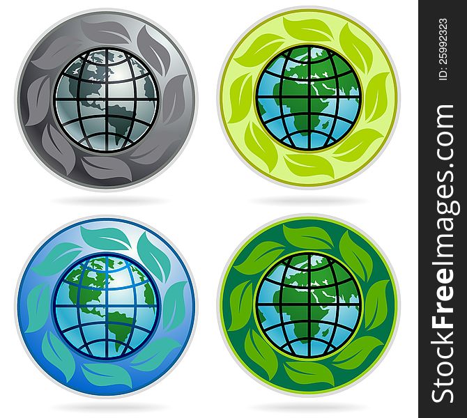 Set Of Earth Labels, Stickers, Badges And Logos