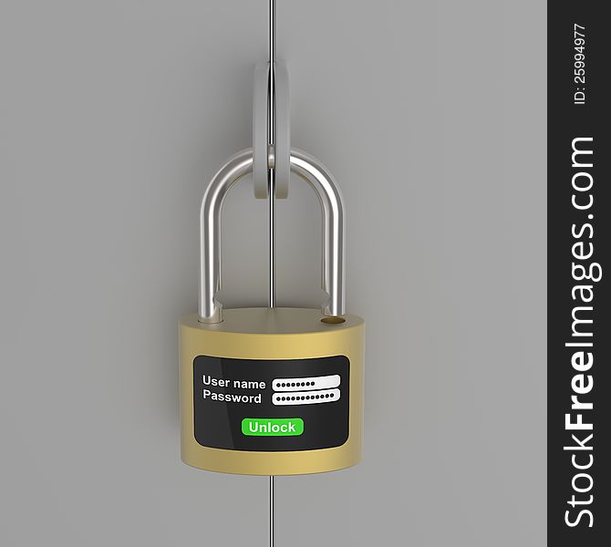 3D model rendering new generation of the lock on steel door