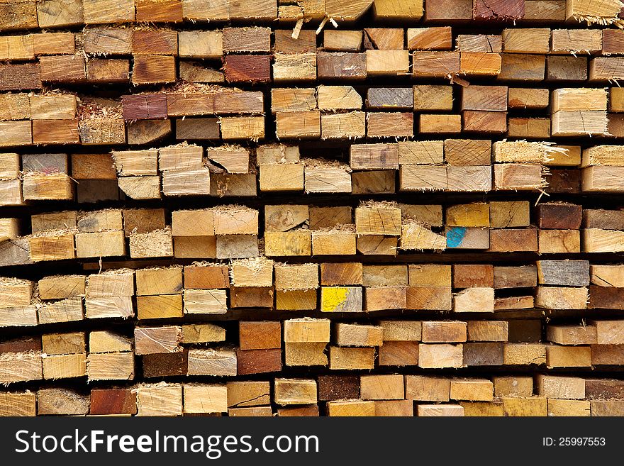 Stack of timber wood background
