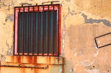 Old Wall With Red Window Royalty Free Stock Photography Old Wall With Red Window Royalty Free Stock Photography