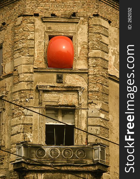 Old house in Berlin, with a big red balloon. Old house in Berlin, with a big red balloon.