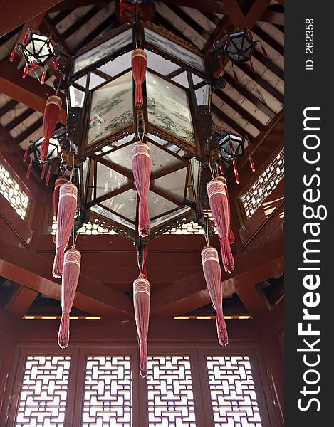 Chinese lantern hanging from the ceiling