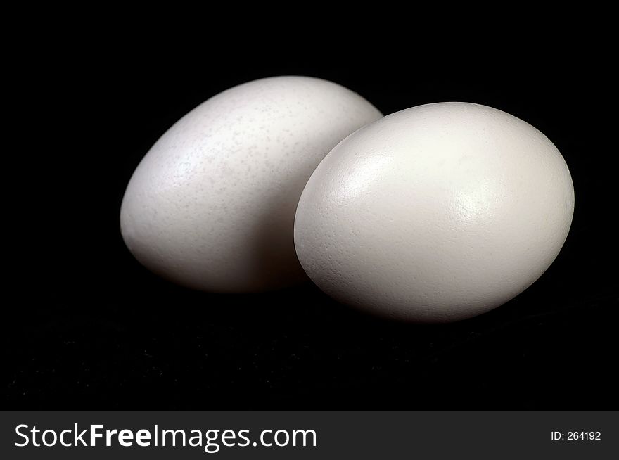 White eggs on black. White eggs on black