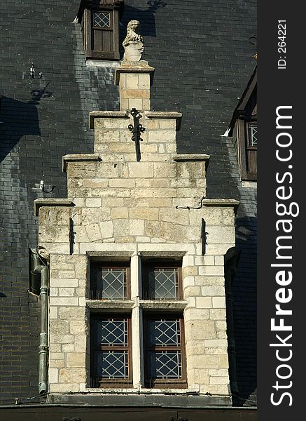 Window in old historic roof in Belgium. Window in old historic roof in Belgium