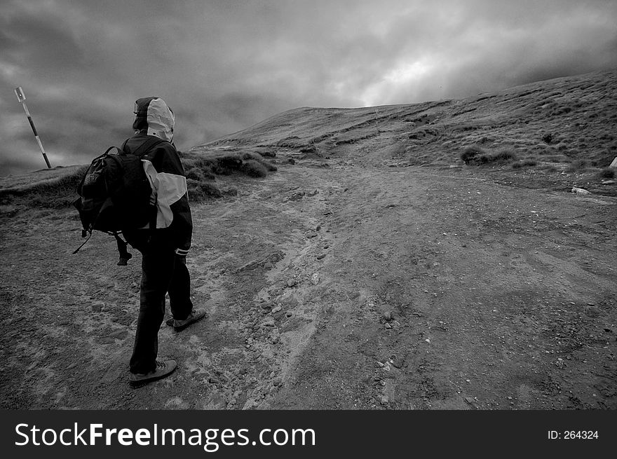 Young female climber from Becegi mountain area Romania. Black and white image. Young female climber from Becegi mountain area Romania. Black and white image