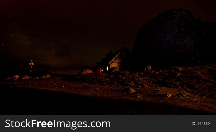 Night at the Omu Shelter in Bucegi, Romania