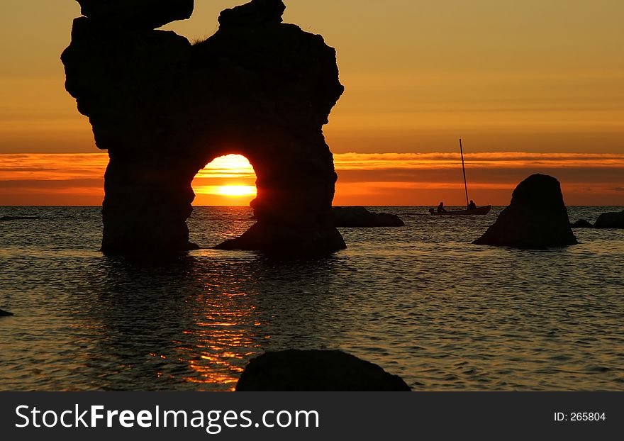 Sunset At Rock-formation