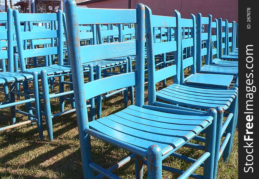 Rows of Blue Chairs