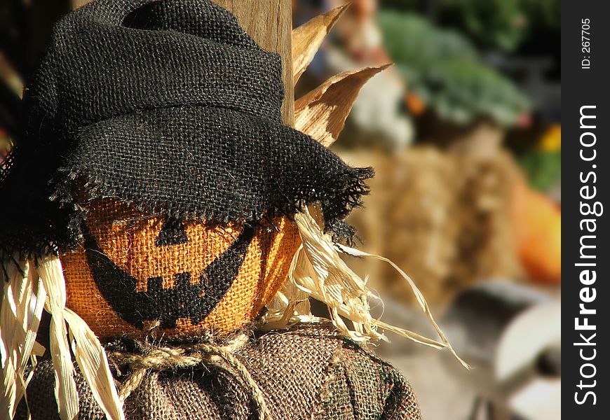 Grinning scarecrow face in shallow DOF. Grinning scarecrow face in shallow DOF