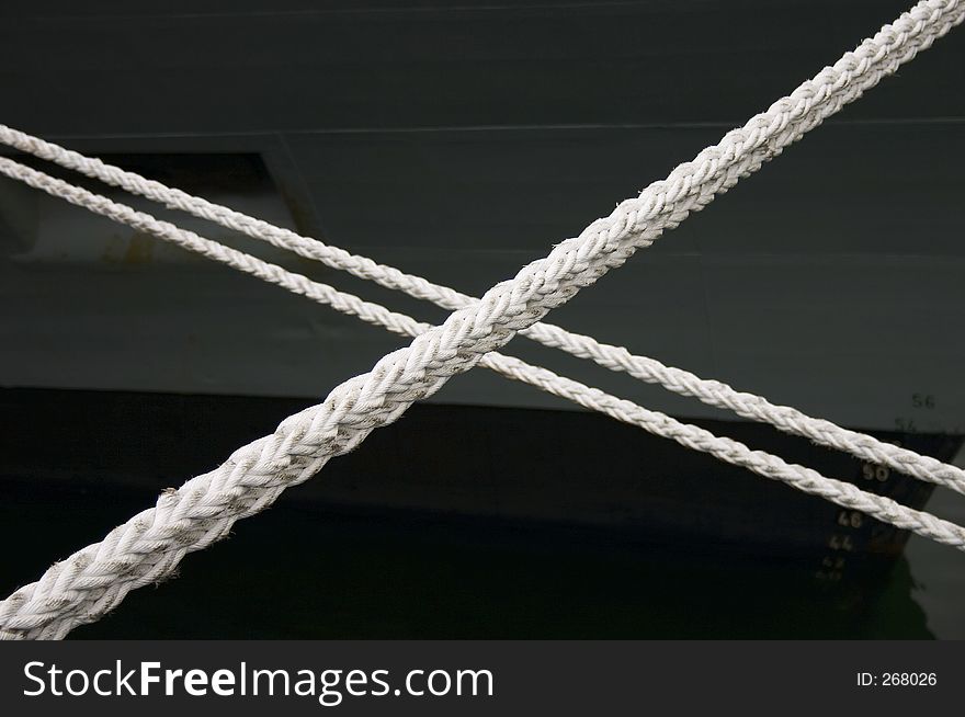 Two crossed sea ropes. Two crossed sea ropes