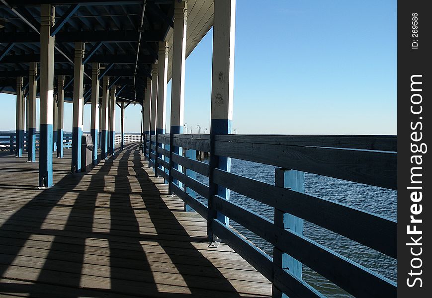 Beautiful old pier with shadows