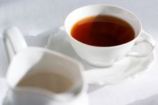 Cup Of Tea And Milk Jug. Stock Photo