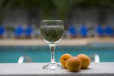 Glass Of Wine With Peaches Stock Image Glass Of Wine With Peaches Stock Image