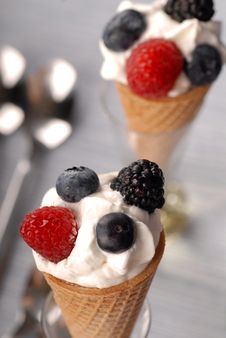 Cones With Whipped Cream Stock Image Cones With Whipped Cream Stock Image