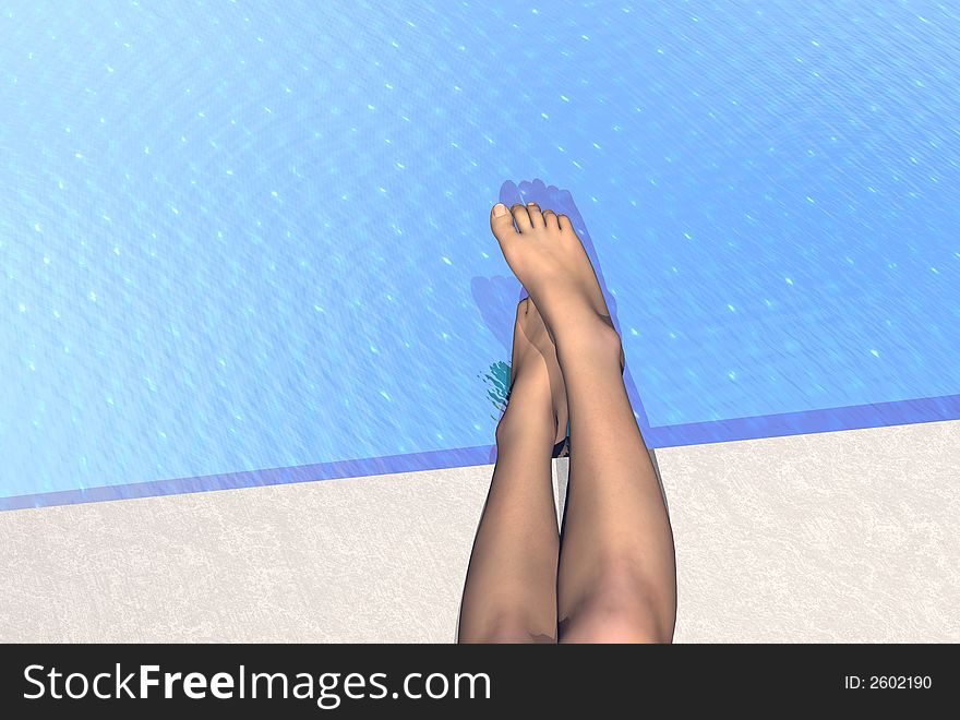 3D render of a womans at the pool