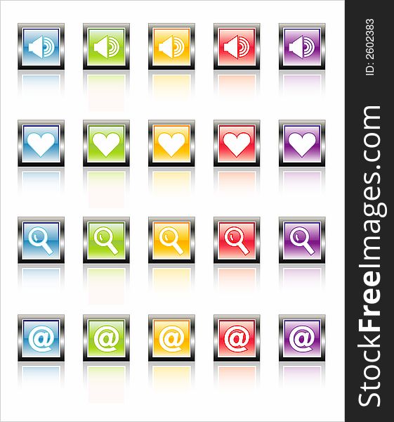 Glassy, metallic colorful Web icons-easy to edit. No transparencies. Glassy, metallic colorful Web icons-easy to edit. No transparencies