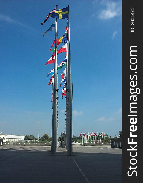 Flags at The European Parliament in Strasbourg. Flags at The European Parliament in Strasbourg