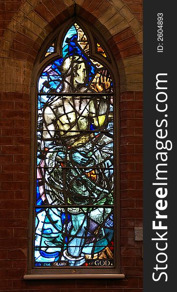 Photo of stained glass window of a chuch. Photo of stained glass window of a chuch