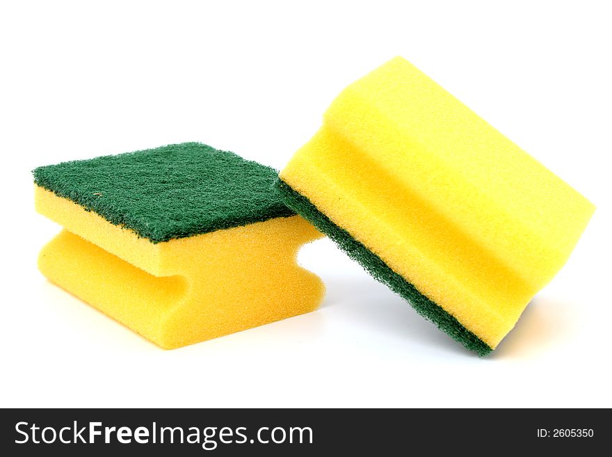 Sponge for washing utensils, on a white background