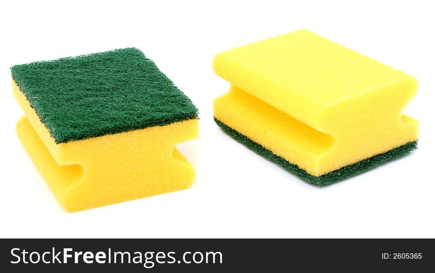 Sponge for washing utensils, on a white background