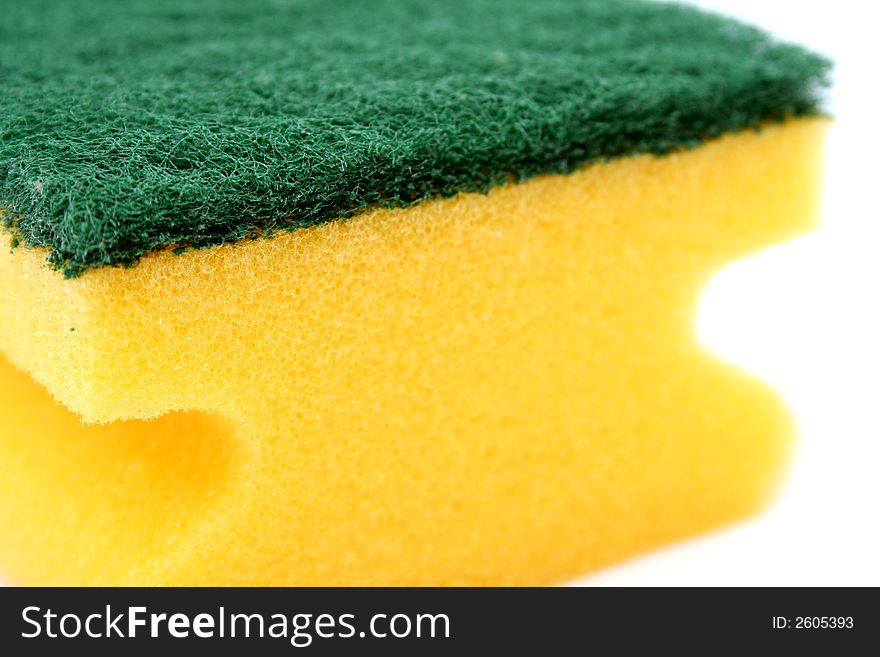 Sponge for washing utensils, on a white background