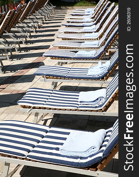 Row of the beach deckchairs