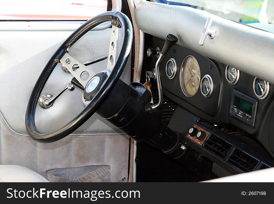 Interior of a classic vintage automobile. Interior of a classic vintage automobile