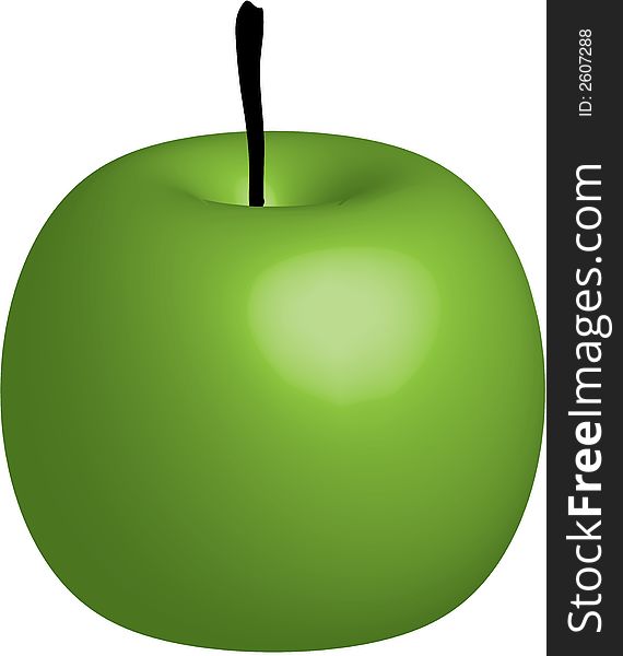 Vector Green Apple with Stem