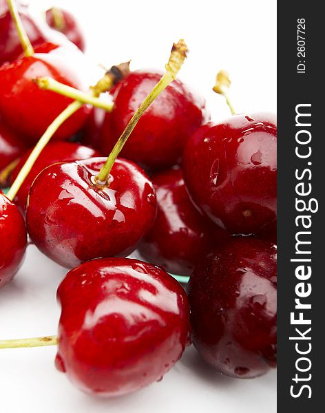 Fresh red cherries with water drops. Fresh red cherries with water drops