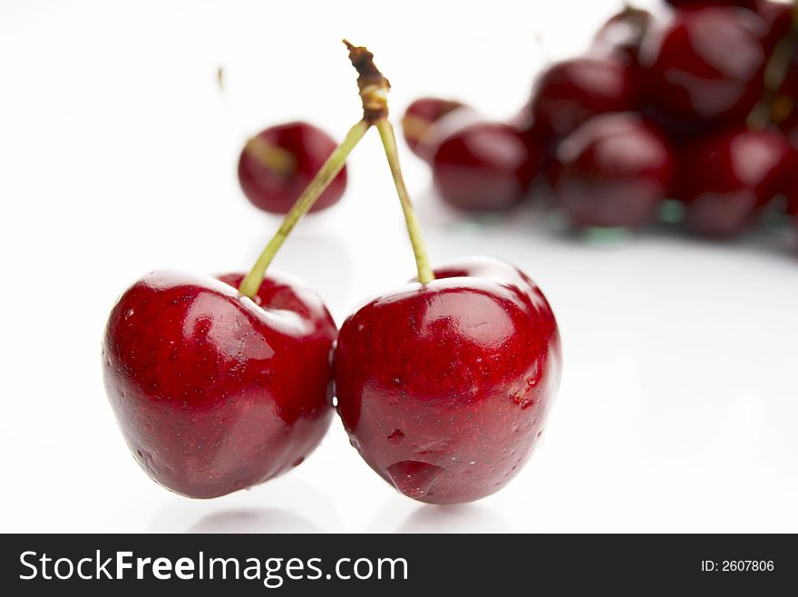 Fresh red cherries with water drops. Fresh red cherries with water drops
