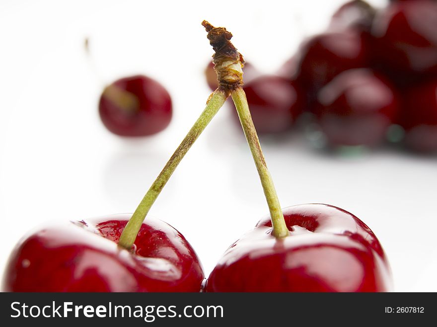 Fresh red cherries with water drops. Fresh red cherries with water drops