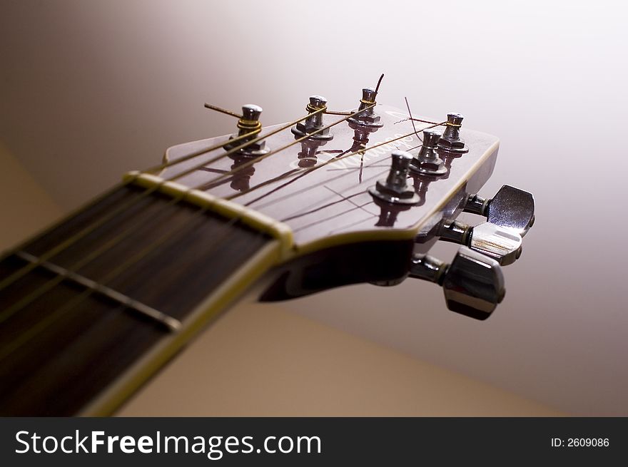 Details of a folk guitar. Details of a folk guitar