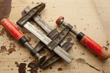 Bar Clamps In Workshop Royalty Free Stock Photo