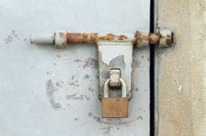 Door Latch With Padlock Royalty Free Stock Images