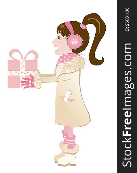 Small girl with present