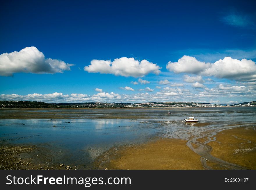 Welsh Coast Lone Boat Cloudscape