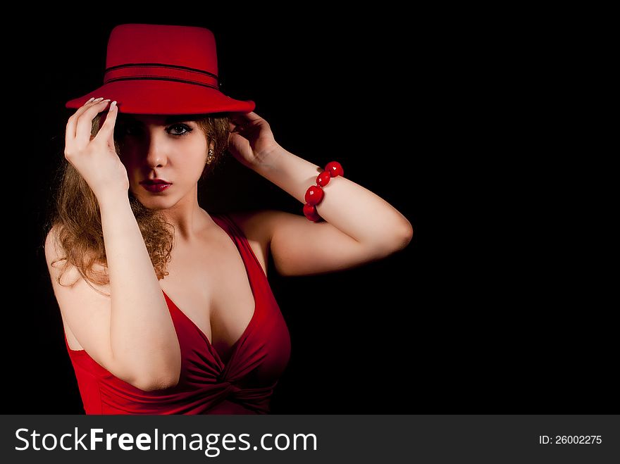 Portrait Of Woman With A Red Hat