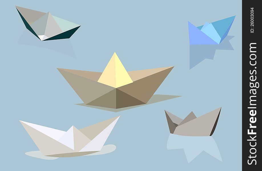 Vector set of isolated paper boats