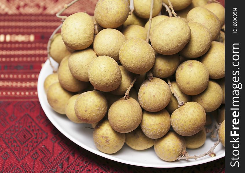 Longan Fruit On White Dish