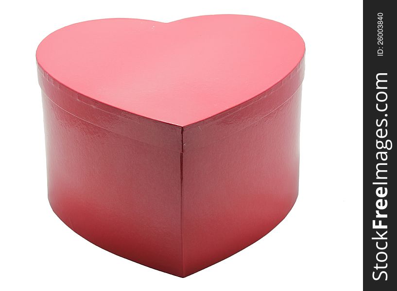 Paper Red Heart shape box with white background isolated. Paper Red Heart shape box with white background isolated