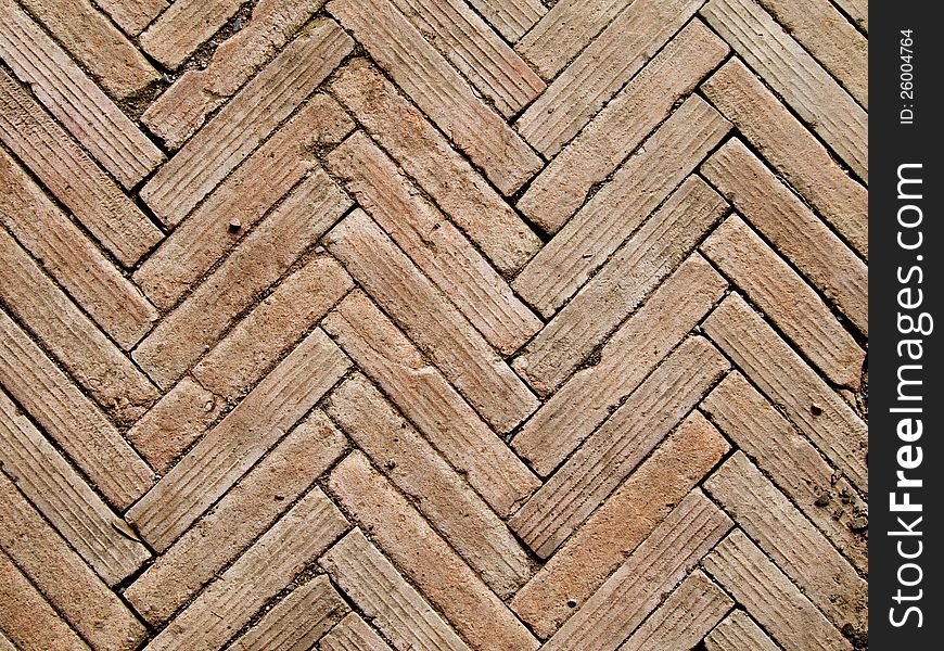 Contemporary herringbone pattern brickwall detail