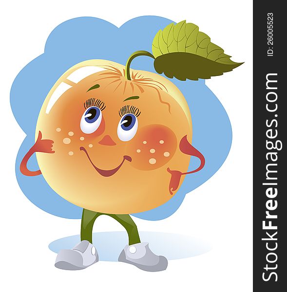 Cartoon image of a cheerful yellow apple. Cartoon image of a cheerful yellow apple