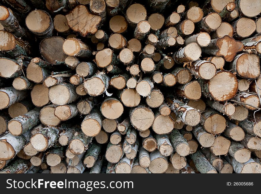 Closeup of a pile of logs