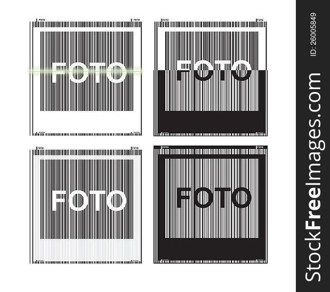 Four Polaroid photos with bar code