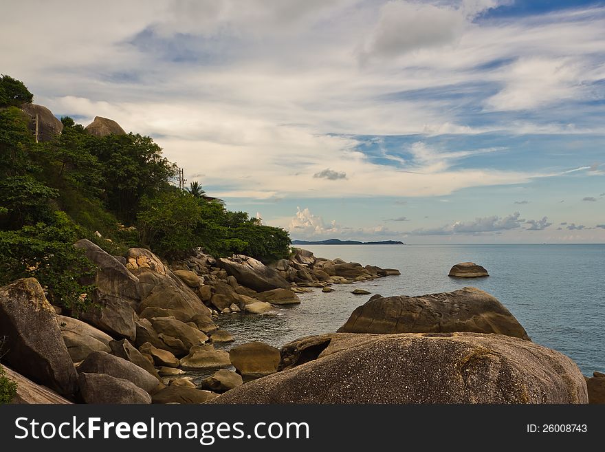 Coastal Rocks On Sea